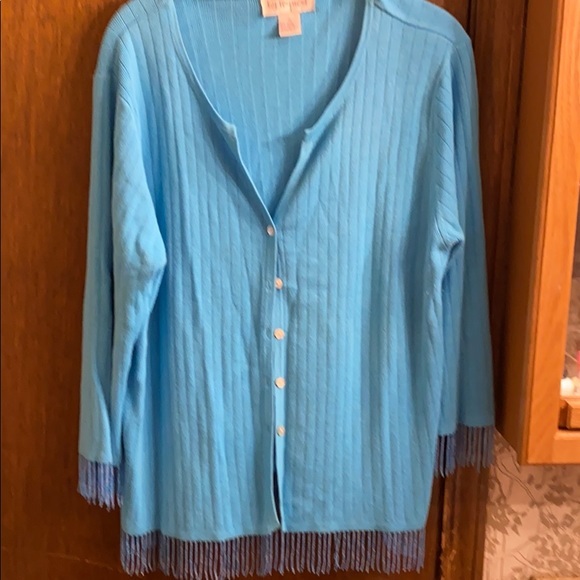 Vintage Kathy Levine Sweater with fringe EUC 1X - Picture 1 of 7
